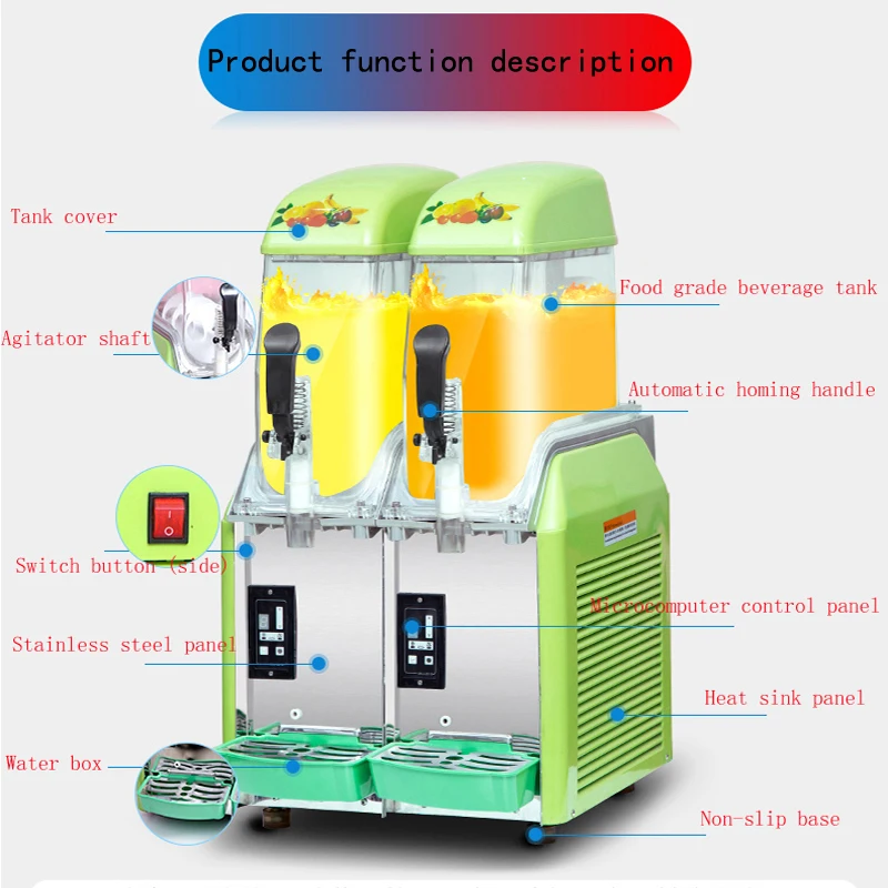 آلة المشروبات المجمدة التجارية ذات العلب المزدوج، آلة عصير الفاكهة المصنوعة من الفولاذ المقاوم للصدأ #3