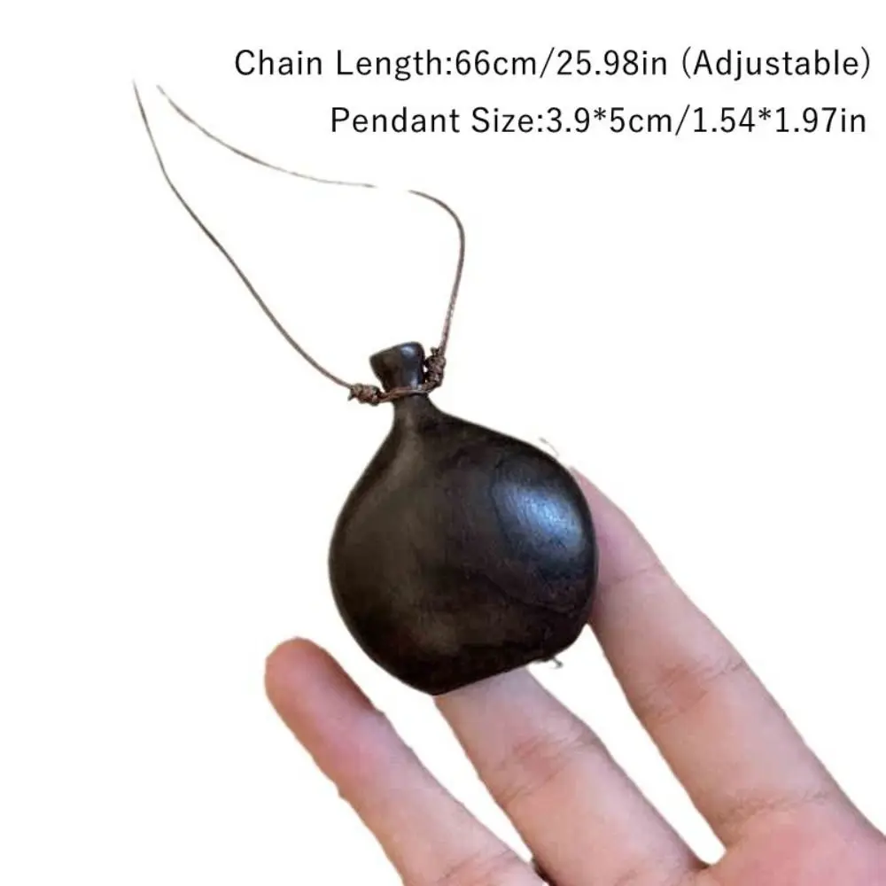 Adjustable Rope Chain Flagon Necklace Vintage Wood Sweater Chain Necklace Lucky Gift Jewelry Accessories Long Pendant Necklace