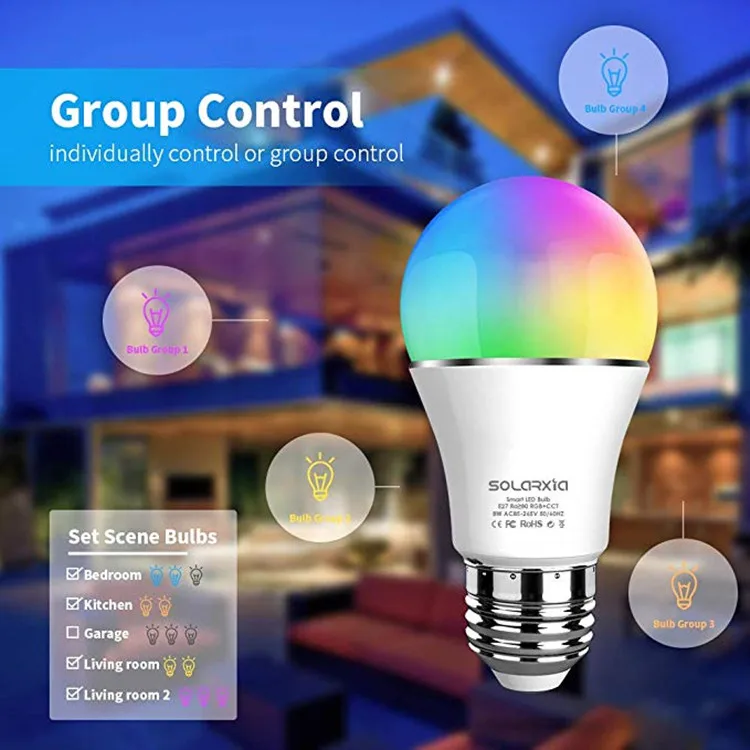 Hot Sale Mobile Phone APP Remote Control Alexa Google Home IOT RGB 7.5W Color WiFi Led Light Smart Bulb