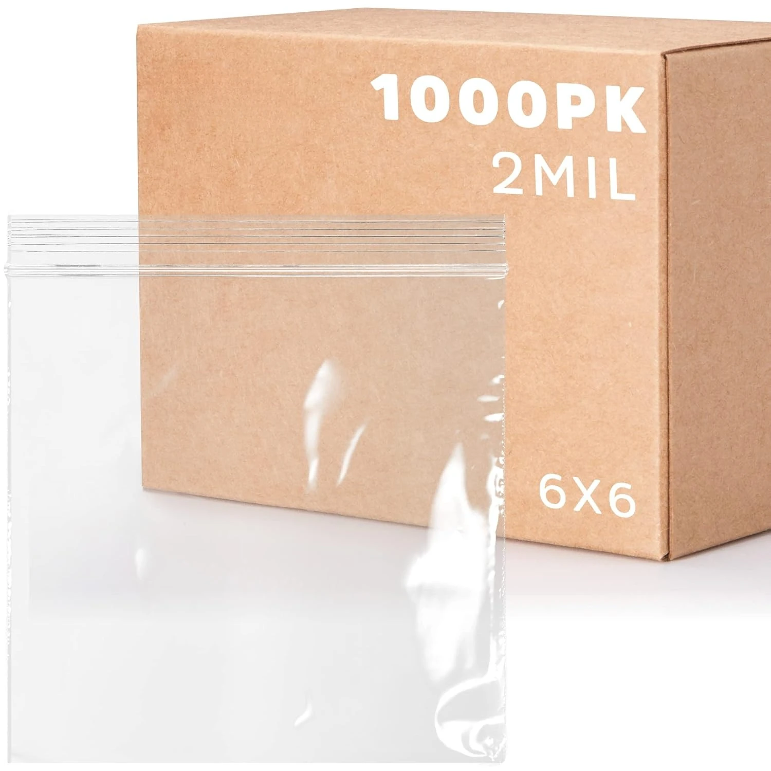 

Clear Plastic Zip Sandwich Bags- Bulk GPI Case of 1000 6" X 6" 2 Mil Thick, Strong & Durable Reclosable Poly Baggies