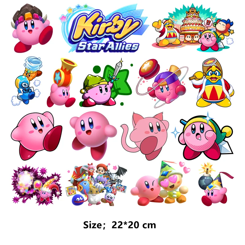 Cute Cartoon Kirby printing for clothes Patches DIY children iron on transfer Stickers