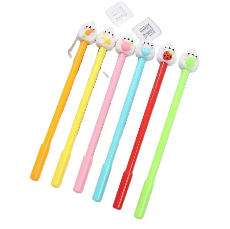 

36PCS Creative cute cartoon rabbit holding fruit black neutral pen 0.5mm student learning stationery