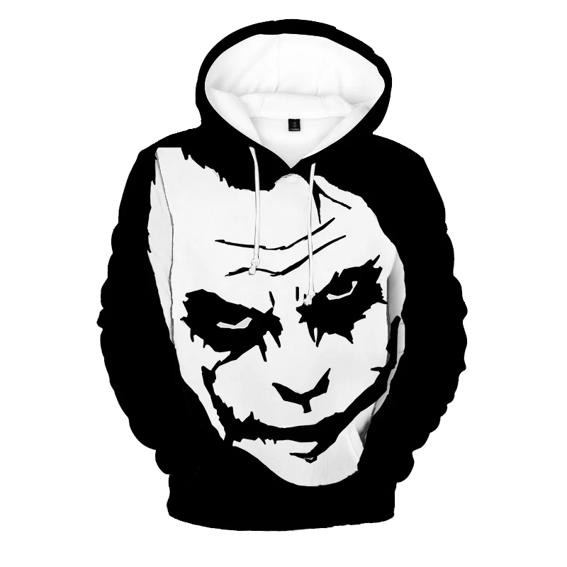 

Spring Autumn Leisure Men's Black Hoodie Sad Joker Print Women's Long Sleeve Clothing Punk Oversized Sweater Harajuku Top 6XL