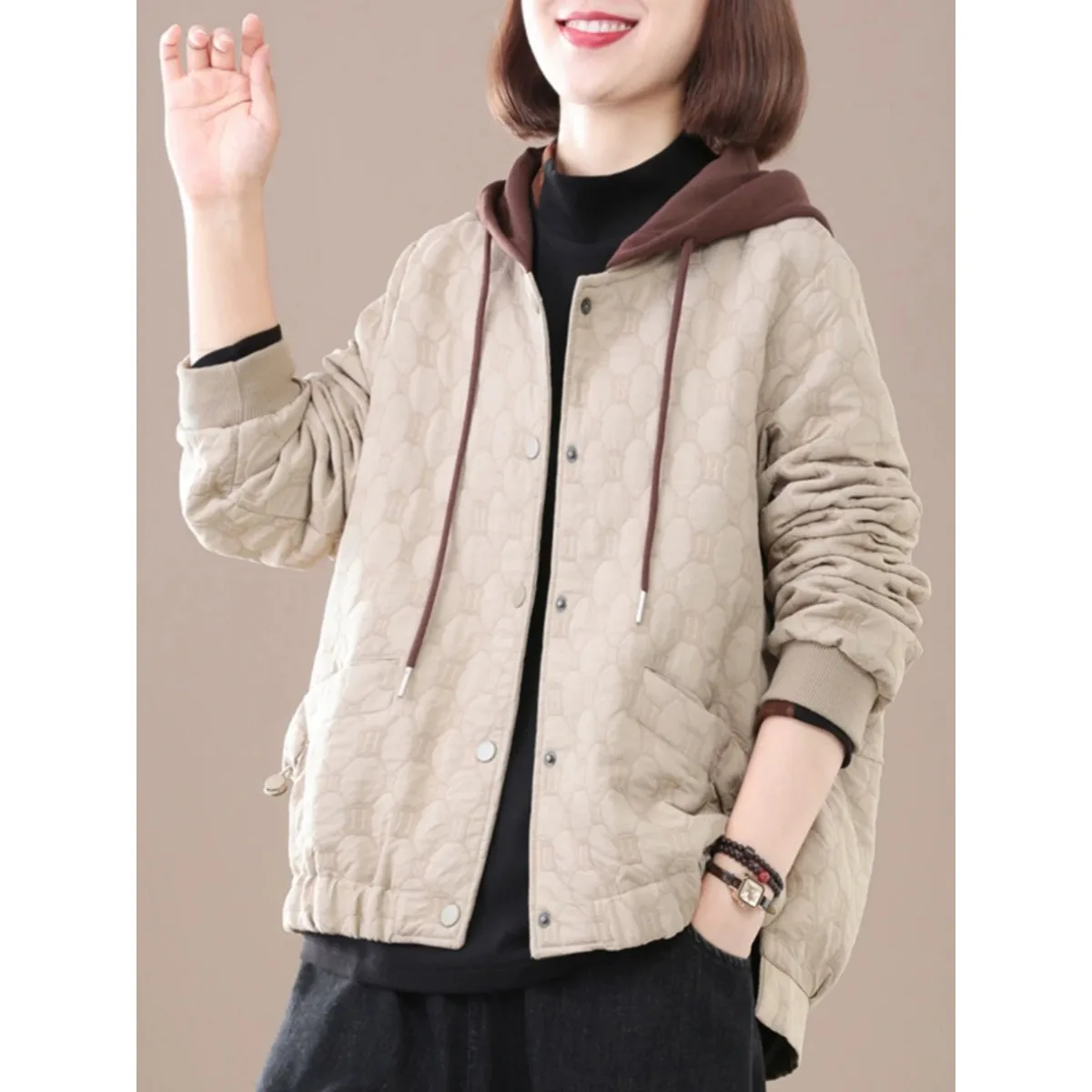 2026 New Korean Style plus Size Hooded Fashionable Casual Jacket Women's Autumn Winter Top Meat Concealing Youthful