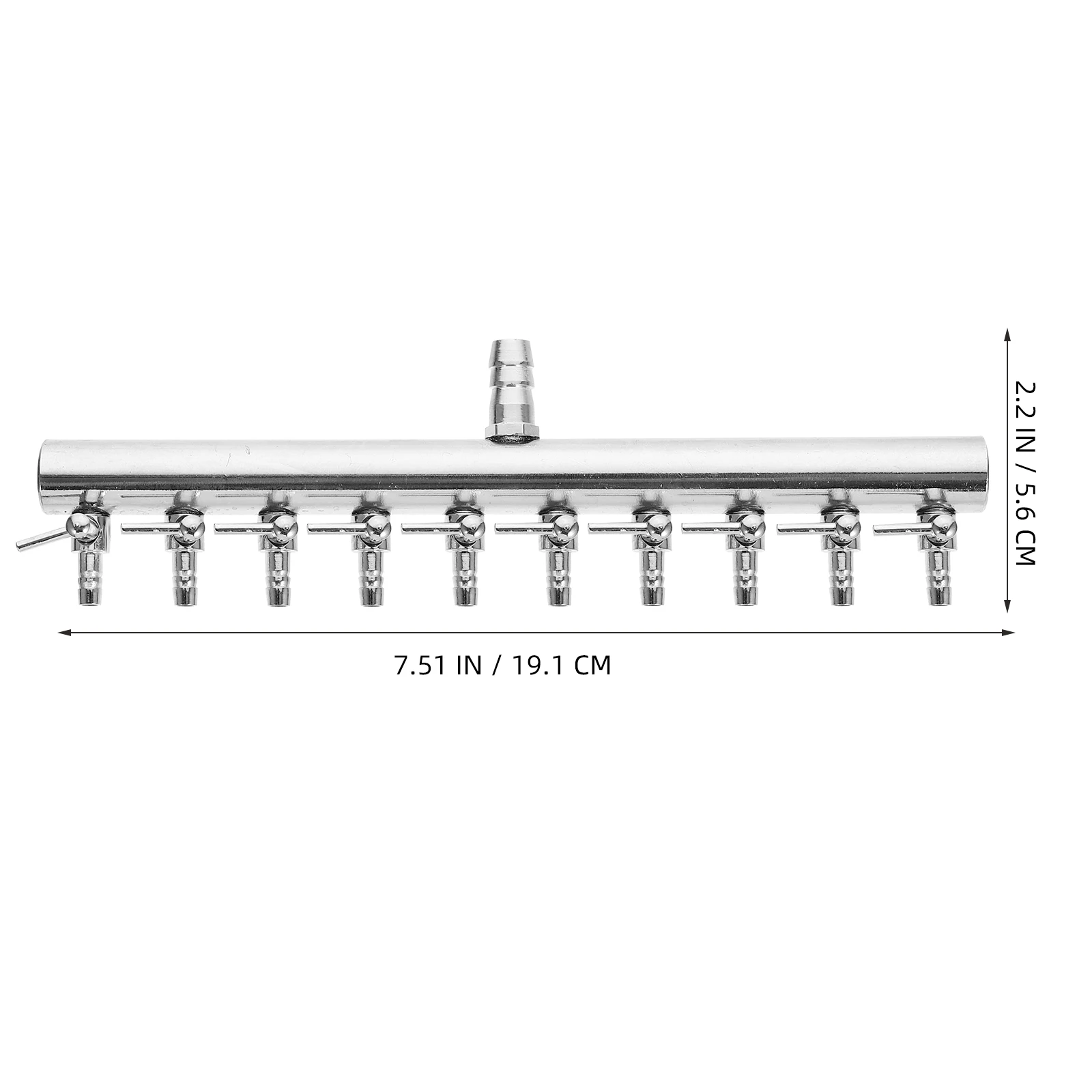 

10 Way Aquarium Air Pump Flow Control Lever Stainless Steel 8 to 4mm Oxygen Tube Splitter Distributor Inline Silver