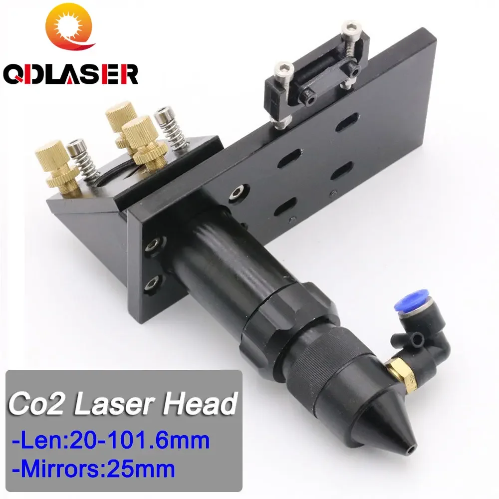 QDLASER CO2 Laser E Head for Focus Lens Dia.20 FL.101.6mm & Mirror 25mm Mount