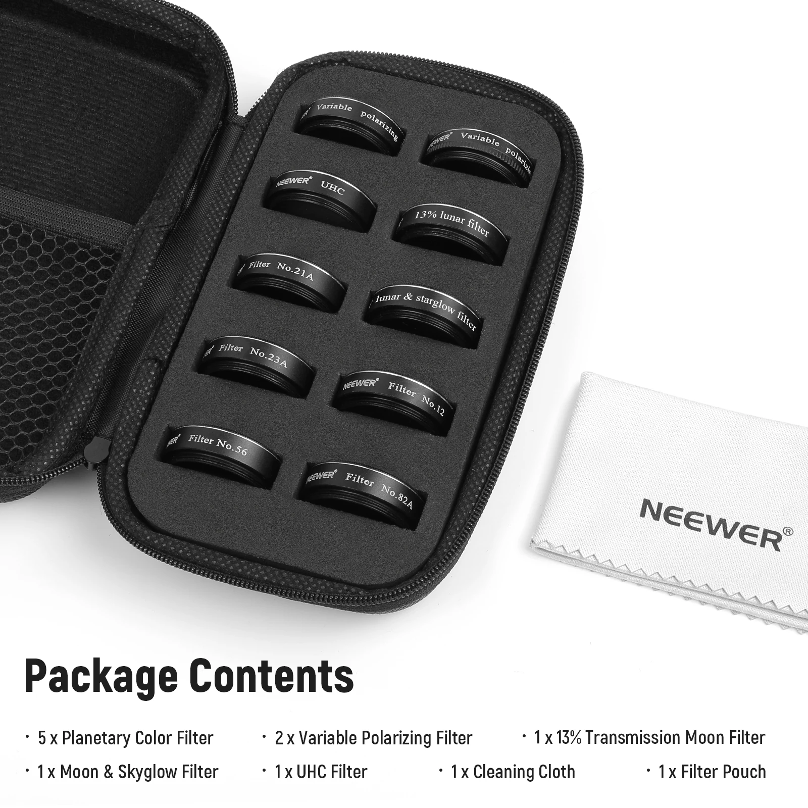 NEEWER 10-teiliges 1,25-Zoll-Teleskop-Okularfilter-Set, 5 Planeten-Farbfilter, 2 Polarisationsfilter für die Sternenhimmel-Mondbeobachtung – Detail 8