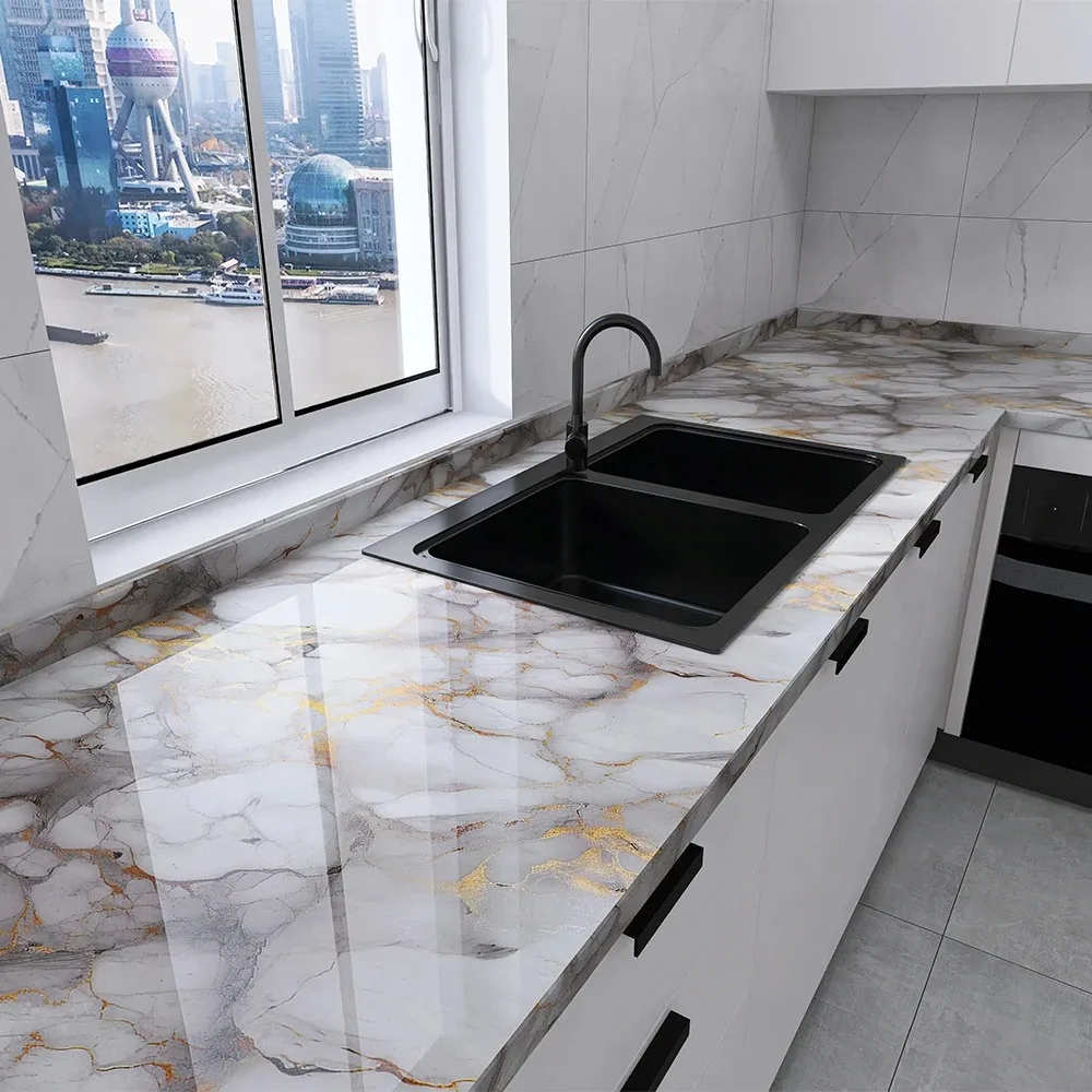 40cm Oil Proof Wall Stickers Waterproof Wallpaper Marble Self Adhesive Removable Contact Paper for Bathroom Kitchen Home Decor