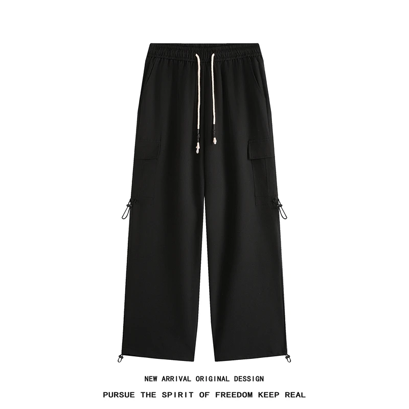 Hip Hop Men's Loose Fit Paratrooper Pants Drawstring Elasticated Work Pants Lightweight Quick-drying Sport Climbing Trousers