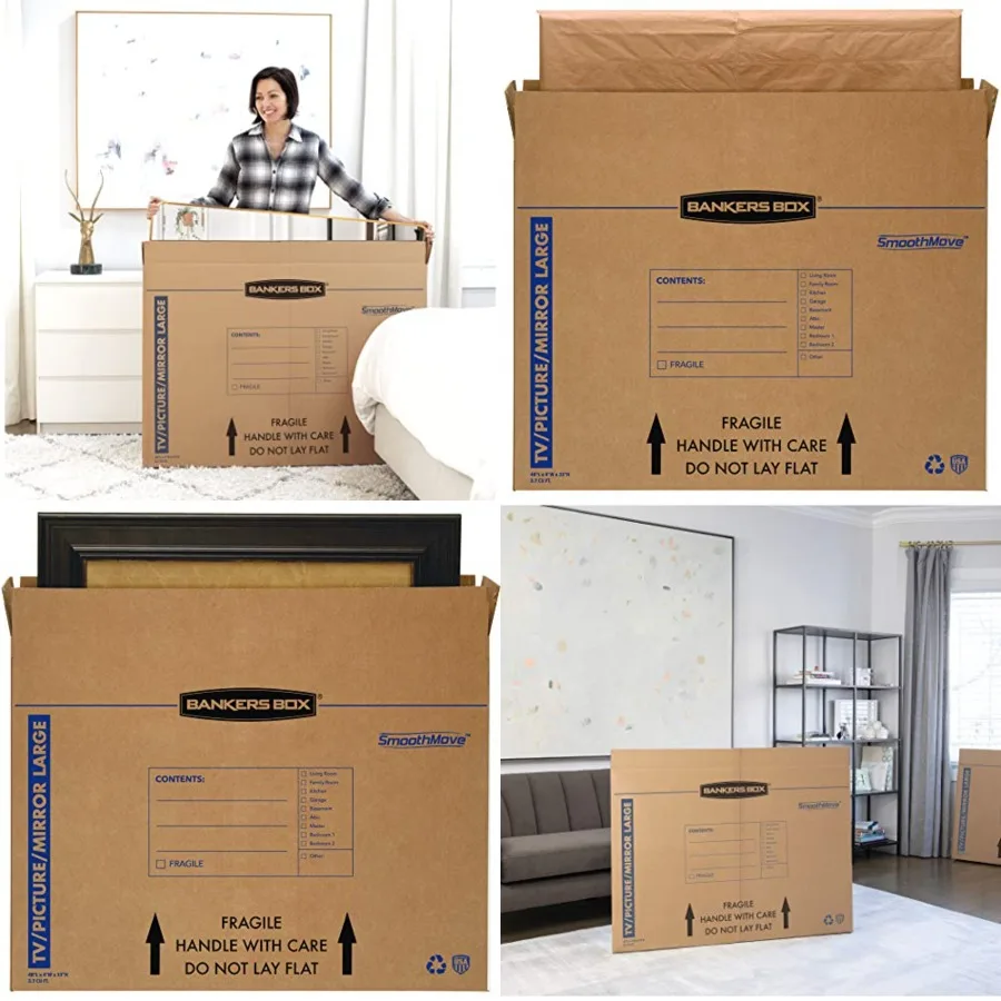 

Up to 55" TV/Picture/Mirror, Moving Box 4 Pack, 48" x 4" x 33", Cardboard