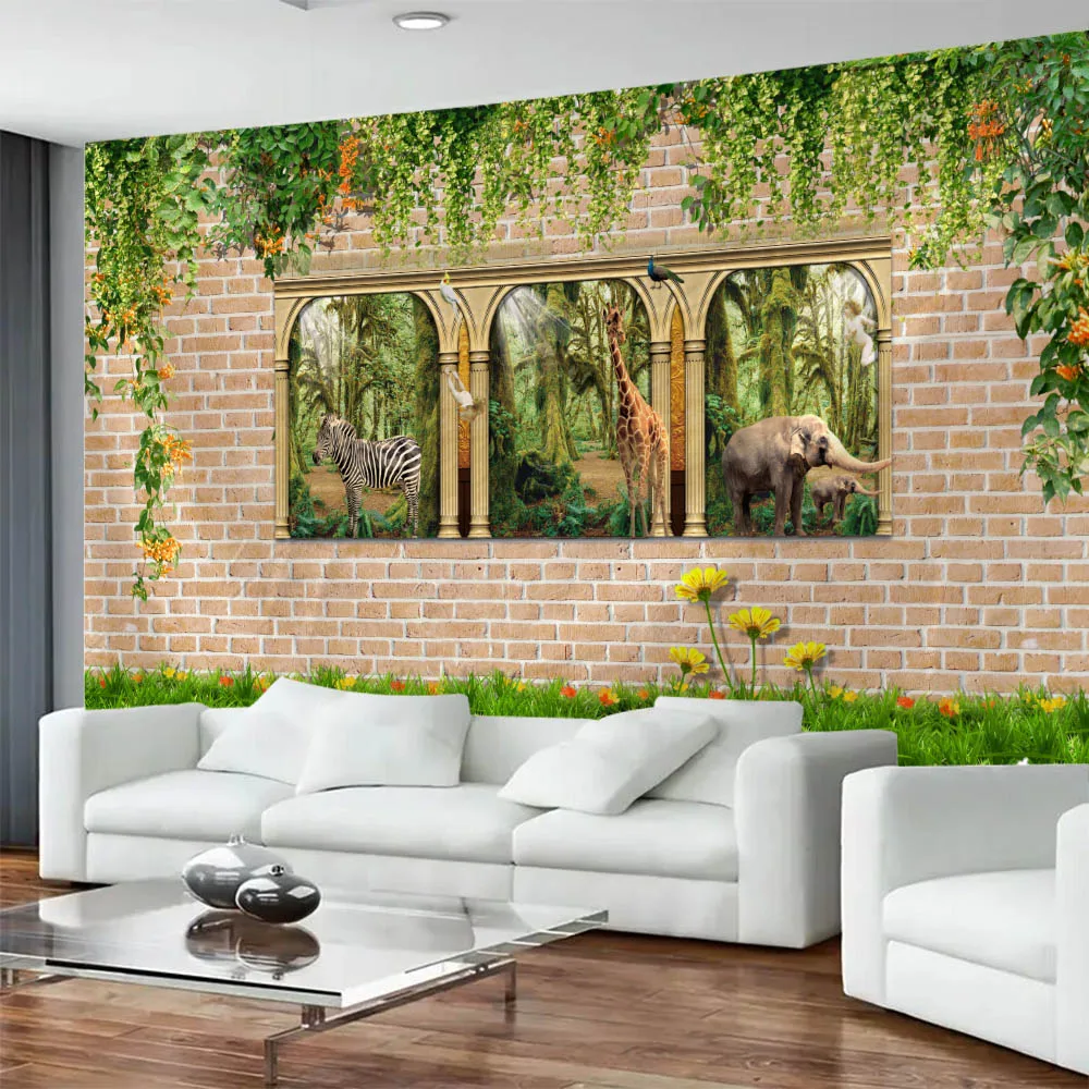

3D floral brick wall tapestry, printed background fabric, home decoration wall hanging, bedroom and living room wall decoration