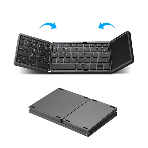 Imagen 2 del producto HUWEI Mini teclado Bluetooth inalámbrico plegable ruso español árabe hebreo portugués con panel táctil para Windows, Android, IOS