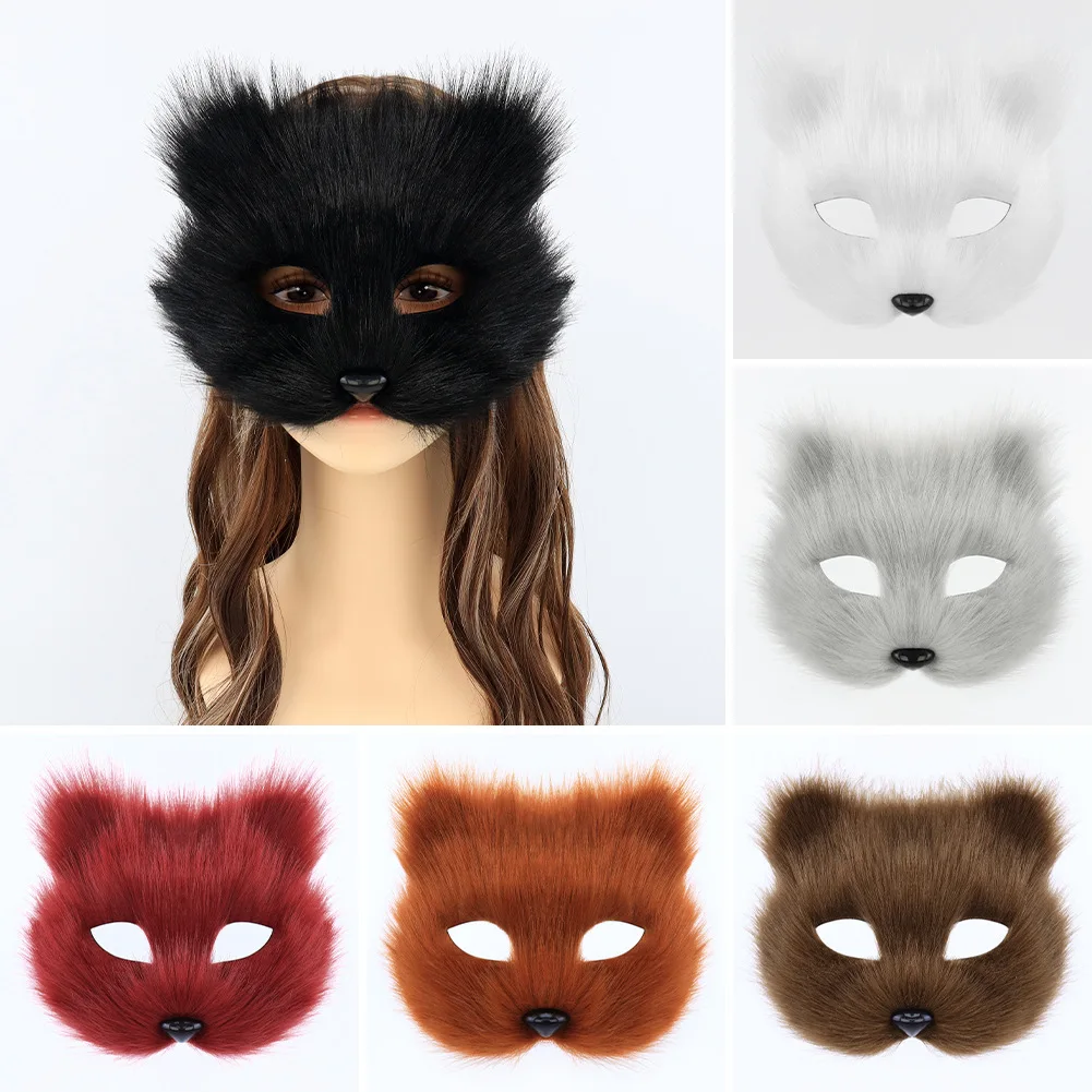Halloween Simulation Katze Maske Plüsch halbe Gesichtsmaske Tier Maskerade Party handgemachte Erwachsene Party Requisiten