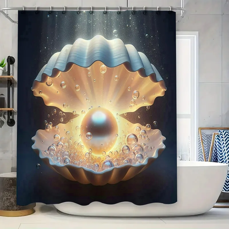 

Современная водонепроницаемая тканевая занавеска для душа для ванной комнаты с дизайном пузырьковой ракушки для декора ванной Доступен индивидуальный размер.