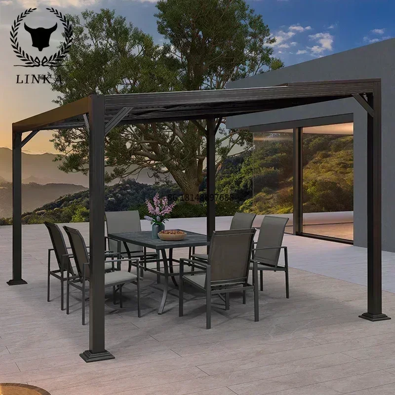 Aluminum Alloy Courtyard Push-pull Sunshade Outdoor Villa Garden Terrace Leisure Pavilion