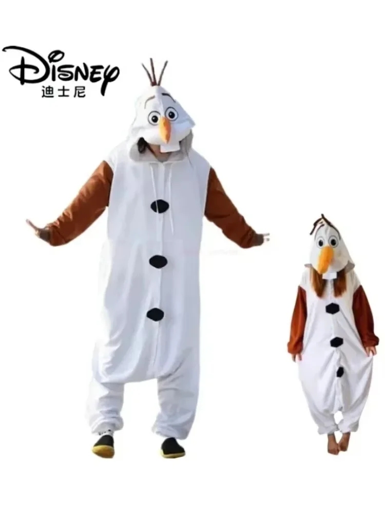 New Disney Cosplay Costume Frozen Olaf Snowman Pajamas Adult Children Jumpsuit Party Dress Fleece Cartoon Sleepwear Gifts Toys