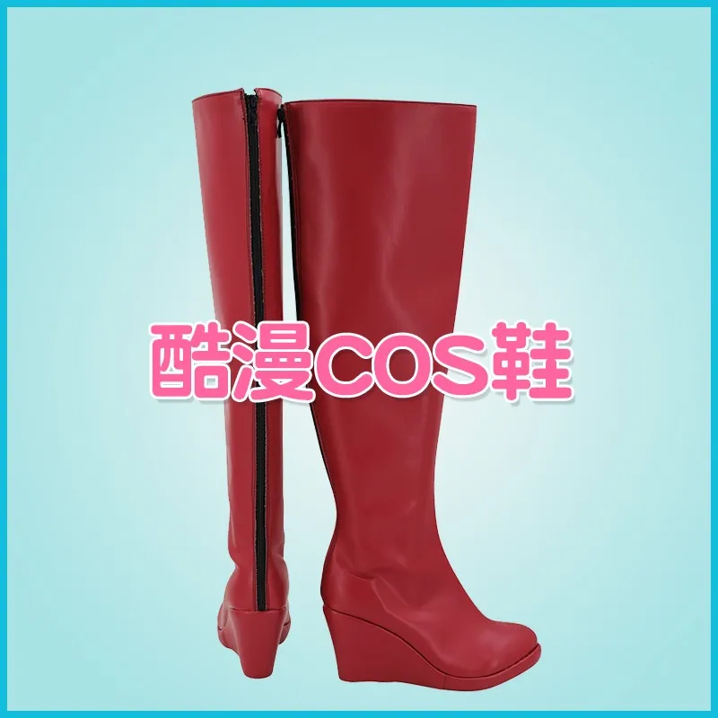 Winxclub Princess Musa Costume Cosplay Scarpe Stivali in ecopelle fatti a mano rosso vino per la festa di Natale di Halloween