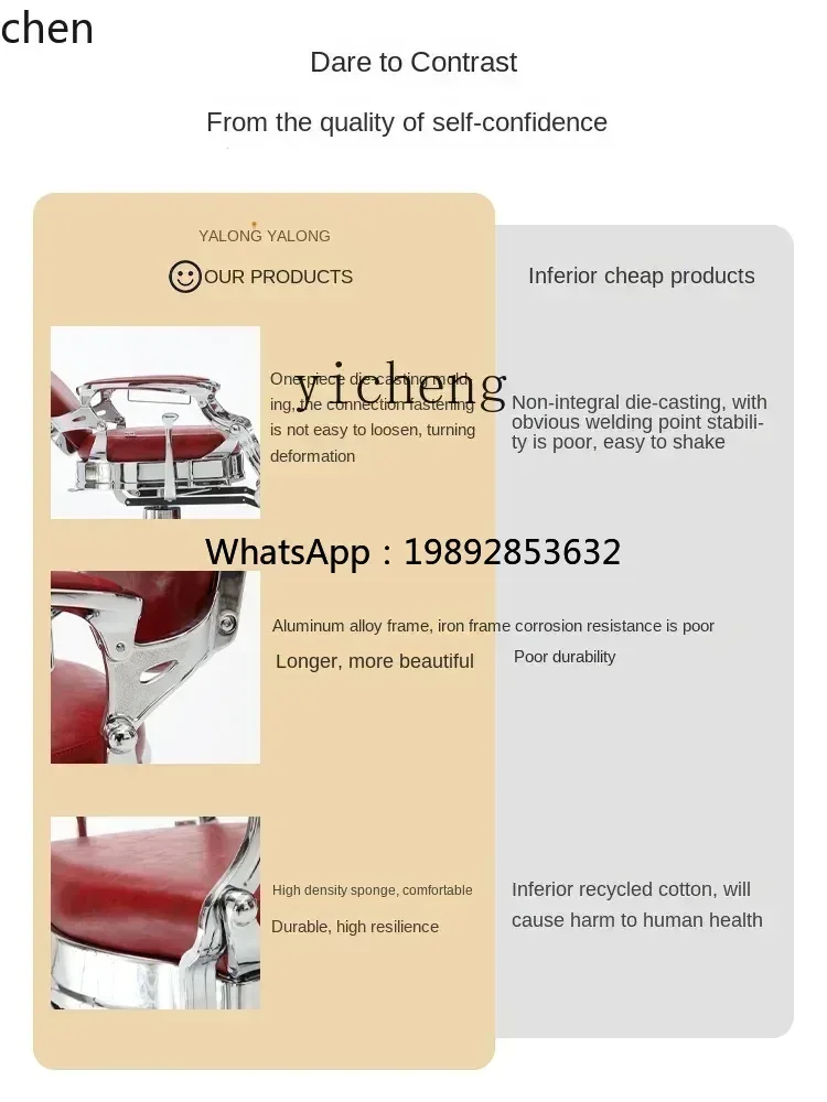 Poltrona da Barbiere ABB Stile Retrò con Schienale Reclinabile per Taglio e Rasatura