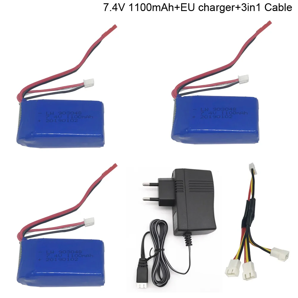 7.4V 1100mAh  Helicopter LiPo Battery with charger set for WLtoys A949 A959 A969 A979 V912 V913 V353 k929 V262 L959 T23 T55 F45