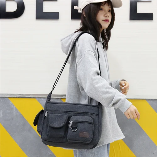 Imagen 2 del producto Bolsos de hombro de lona para hombre, bolso cruzado informal de viaje para hombre, bolsos de mensajero de lujo, bolso de mano de alta calidad a la moda