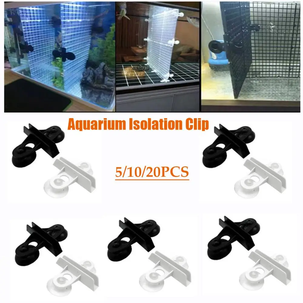 

White Aquarium Divider Sheet Partition Fish Tank Isolation Clip Suction Cup Glass Clamp