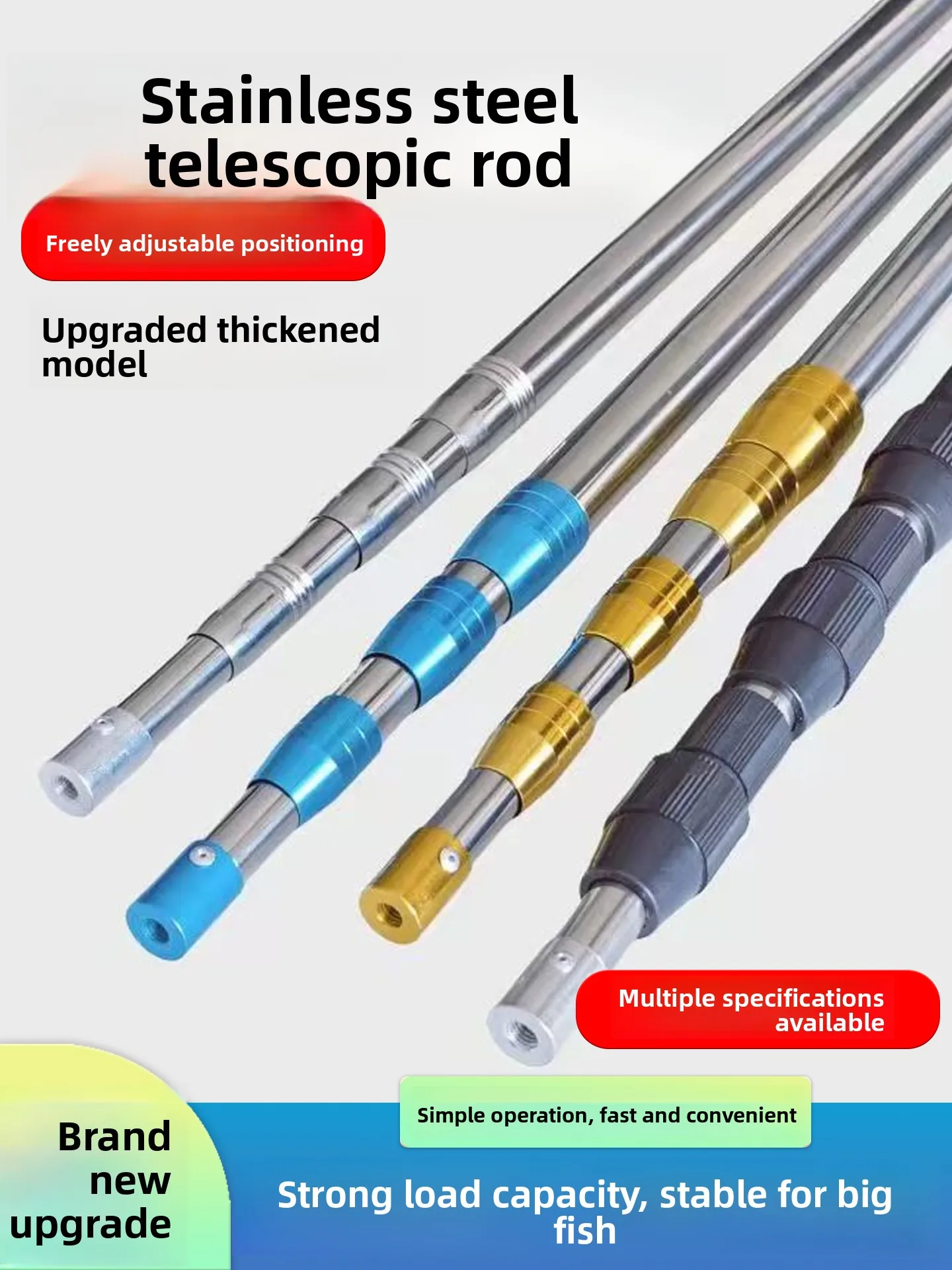 

Stainl Steel Fiing Net Pole Retractable Fiing Rod Fi Fork Head Fiing Gear Outdoor Cam Travel Supplies