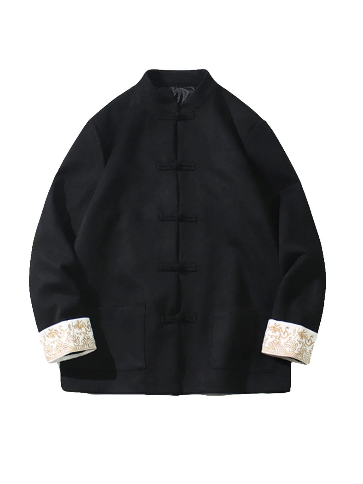 

Youth Suede Jaet Collarl Men's Improved Ancestral Chinese Clothing Spring Autumn Faionable Outerwear with Button Decor...