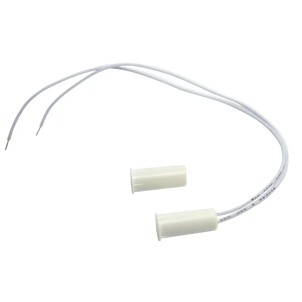 20Pcs Embedded Slim Magnetic Sensor Limited Gap Detector White Color Plastic Door Open Alarm Normally Close with Cable
