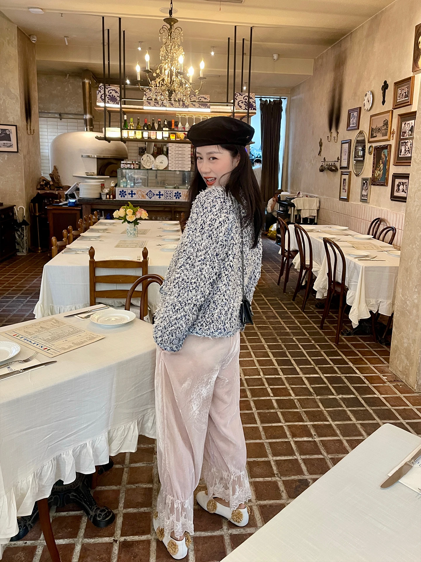 Heidy Blue Tone Girl's Knitted Thi Tweed Spring Outerwear Women's ort Top Faionable Commute Sle Polyester Fiber