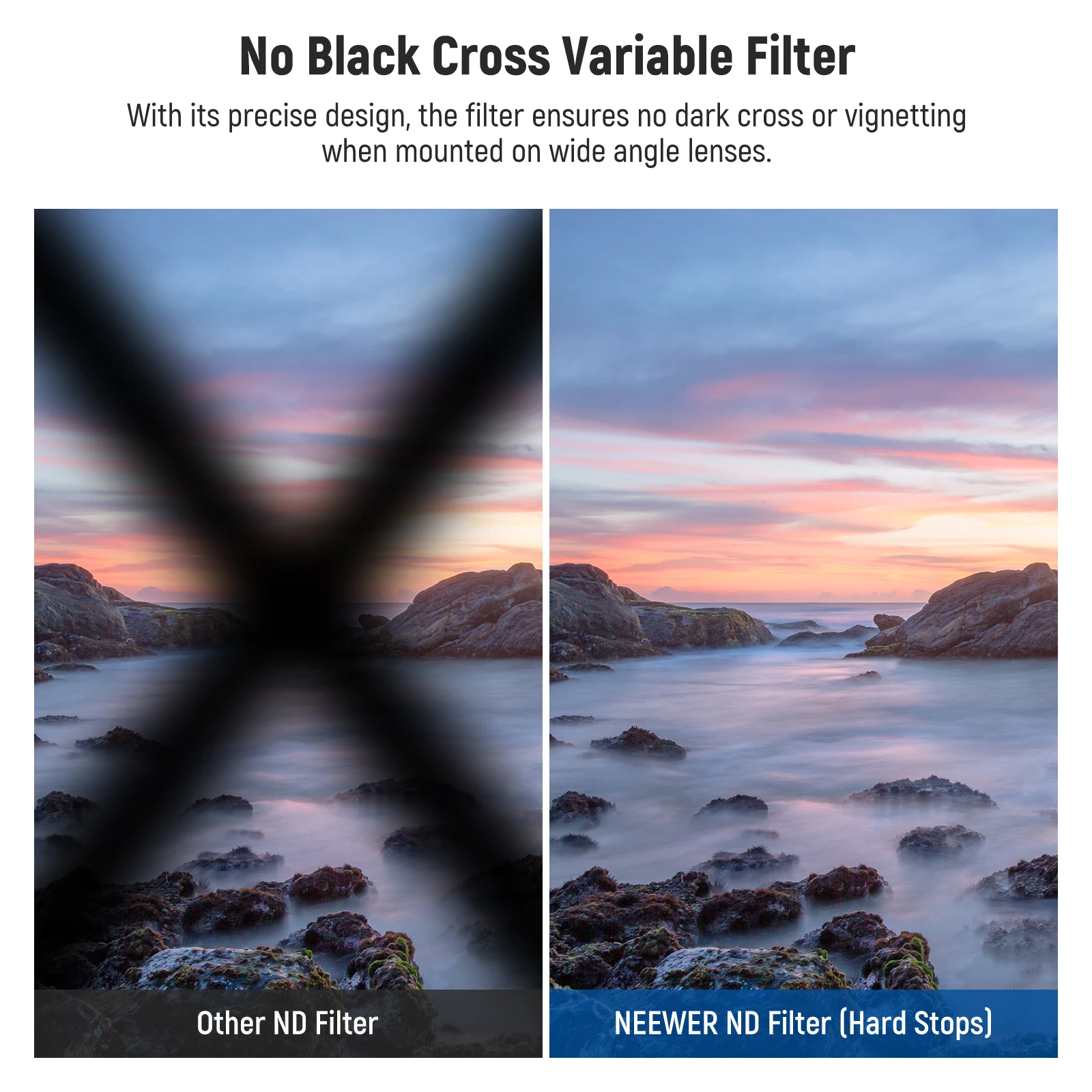 NEEWER 58mm-82mm True Colors Hard Stop Variable ND Filter ND2-32 Limited Neutral Density Filter Multi Coated HD Optical Glass