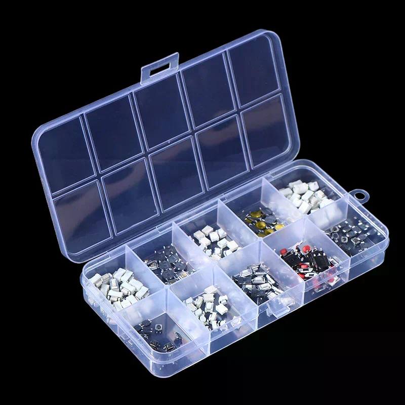 200pcs 10 Types Durable Car Remote Control Tablet Actile Push Button Switch Car Keys Button Touch Microswitch With Box