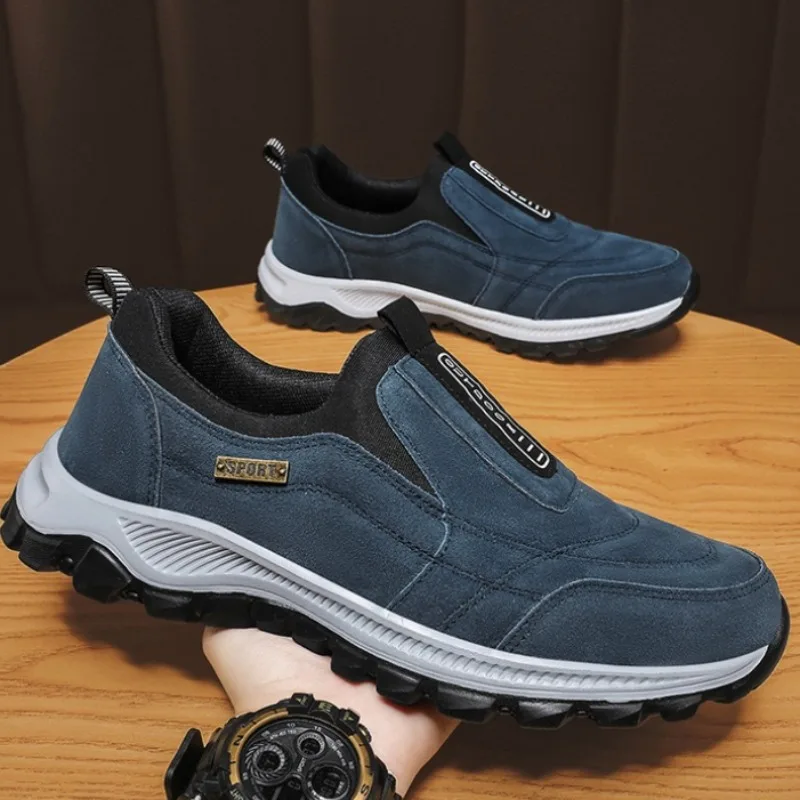 Outdoor Shoe Men Sneakers Sping Slip on Casual Men Shoes Breathable Suede Leather Shoe Anti-skid Walking Shoe Hot Sale Footwear