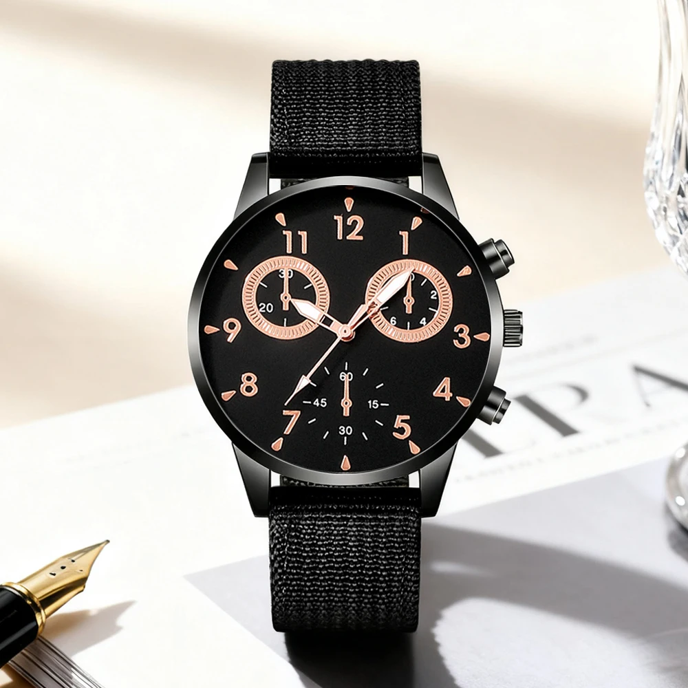 1pc Men's New Watch Canvas Strap Handsome Surface Best Choice for Festival Gifts