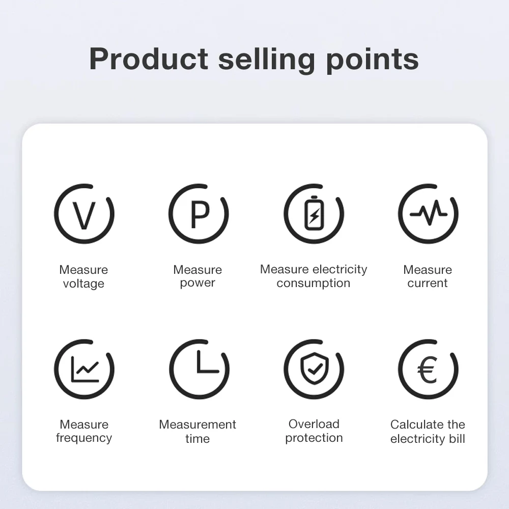 Medidor de potencia de CA, enchufe con pantalla LCD, vatímetro, probador de energía KWH, medición del consumo de electricidad, Monitor de potencia de voltaje de corriente