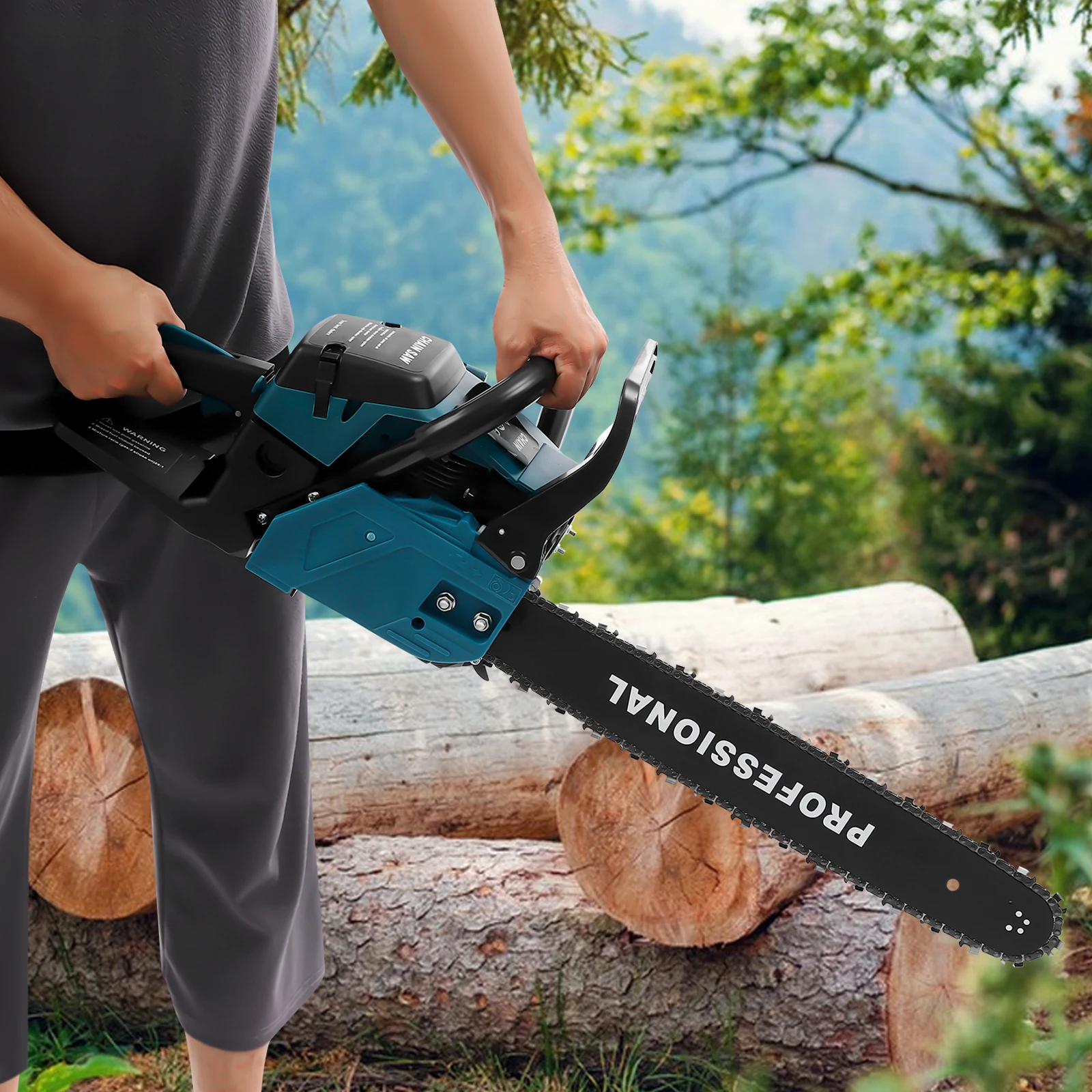 

58CC Gas Powered Chainsaw with 20'' Guide Bar Saw Chain 2-Stroke Engine Cut Wood