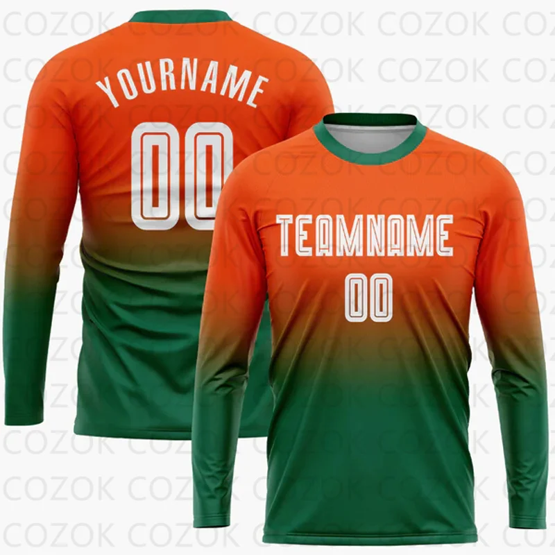 

Custome Green Two Color Football Jersey for Men Women Unisex Football LongSleeves Athletic Tee Shirts