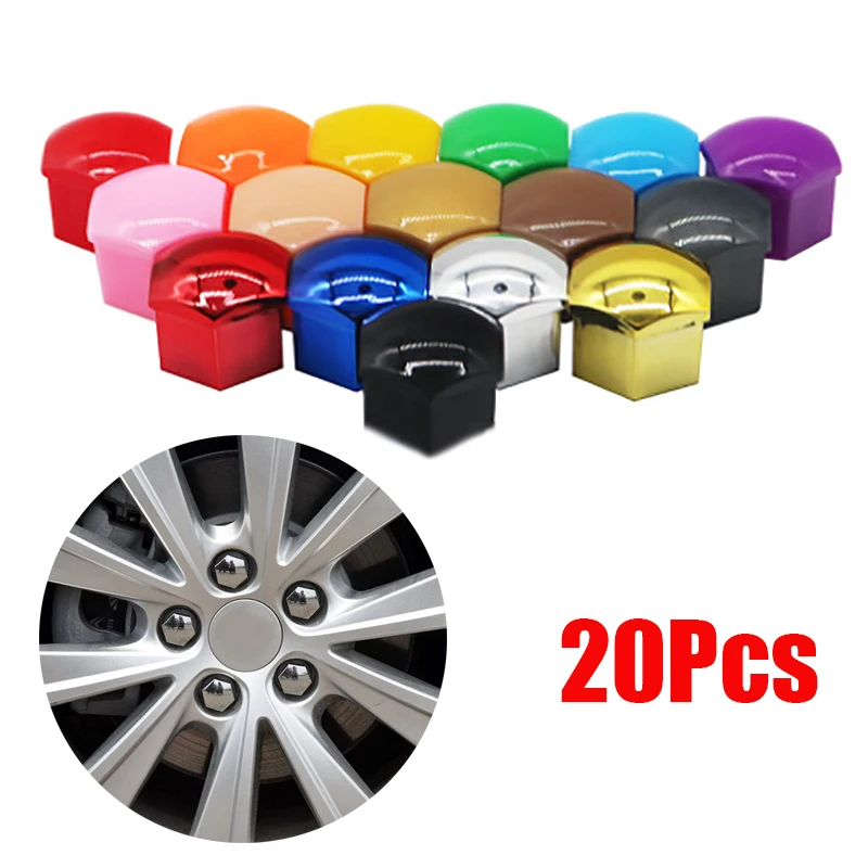 20Pcs Car Wheel Nut Caps Protection Anti-Rust Auto Hub Car Tire Screw Caps Nut Bolt Covers Caps Exterior Decoration 17/19/21 mm