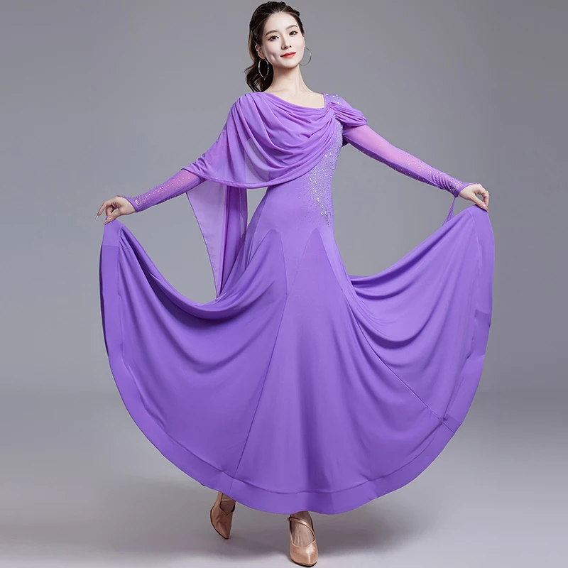 

Women's Ballroom Pro Dance Dress Tango Dancer Competition Costumes Big Swing Dresses Waltz Performance Stage Clothes XH1125