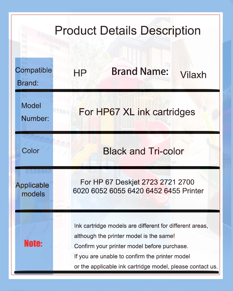 Vilaxh 67XL 67 XL Reusable Ink Cartridges for HP67XL Envy 4140 4152 4155 4158 1225 2732 2752 1225 2774 6052 6055