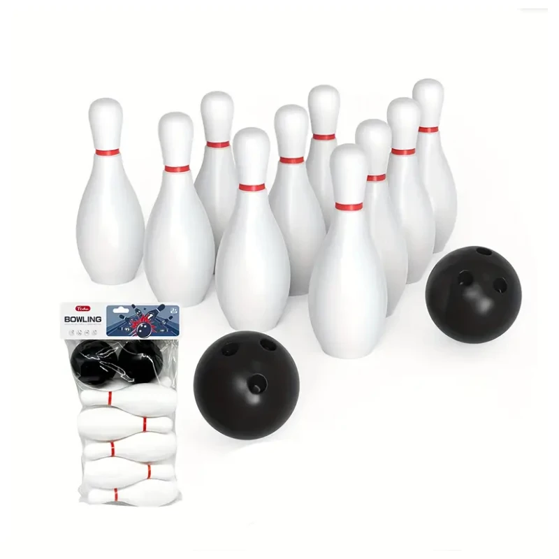 1 set bowling game set circle stacking sports ball games (10 bottles 2 balls)