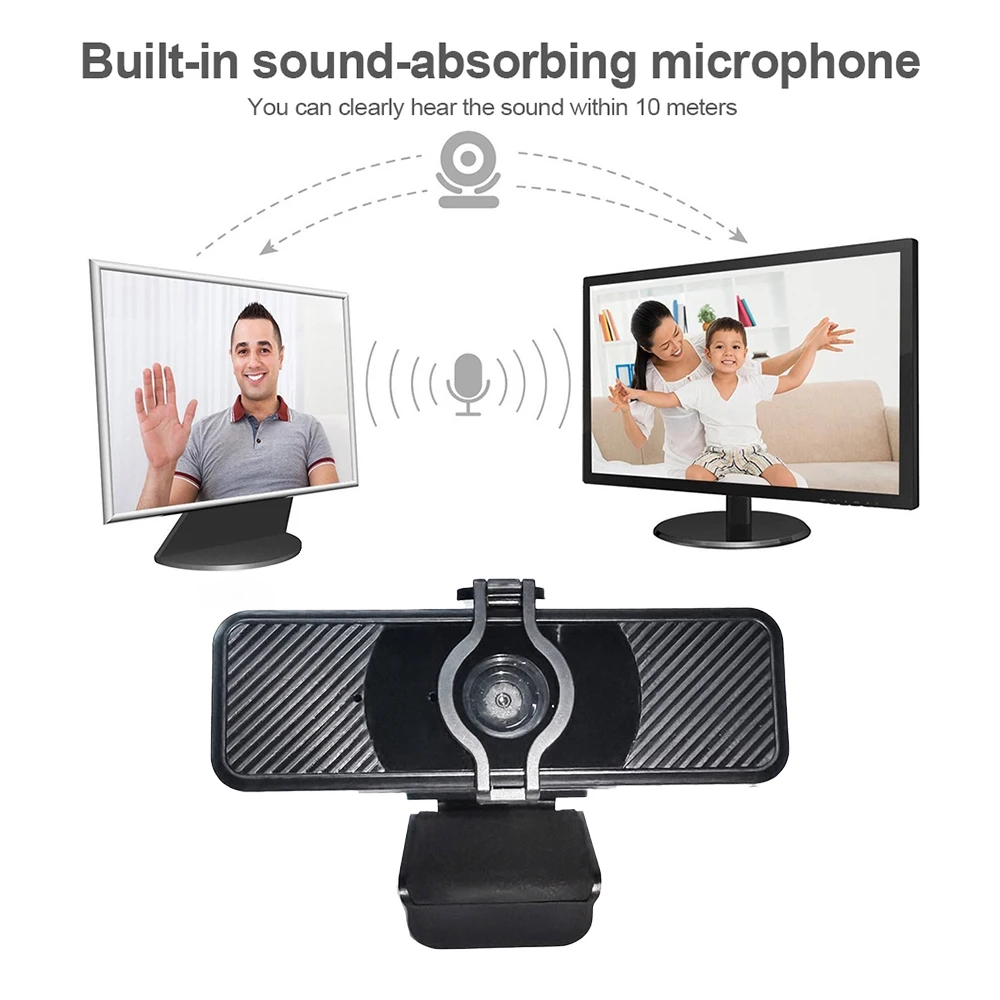 1080P HD USB2.0 Webcam with Built-in Microphone and Speaker Wide Angle CMOS Image Sensor for Conference Use for Computers