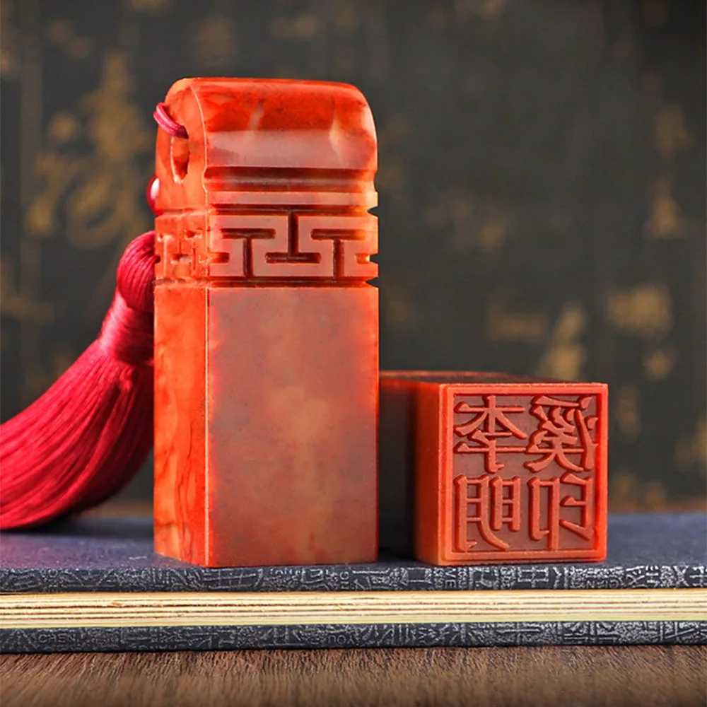 Hithere Traditional Chinese Name Stamps Custom Signature Calligraphy Painting Seals 3 In 1 Stone Seal Stamp Red Inkpad Gift Box