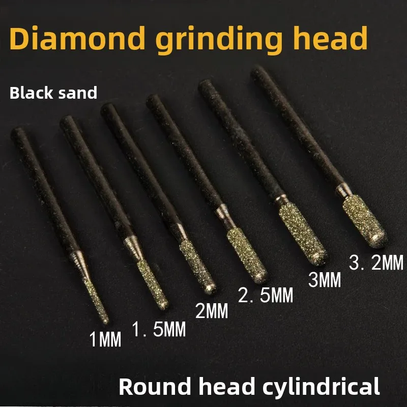 Diamond Grinding Head/ Jade Carving Nail Alloy Grinding Particles/ Diamond Grinding Rod/ Round Head/ Cylindrical Handle 2.35/3mm