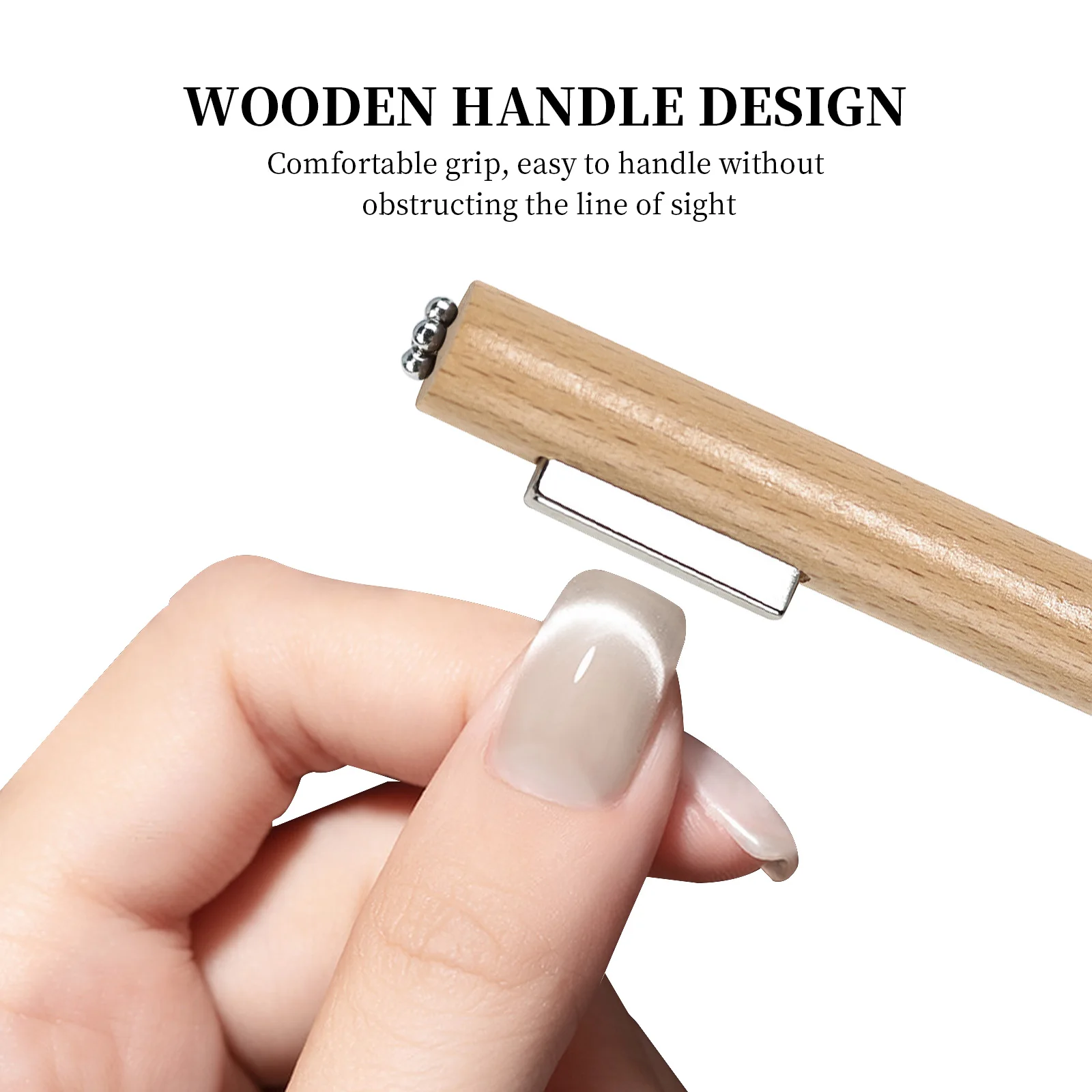 3 in 1 Multifunctional Strong Cat's Eye Magnet High Quality Wooden Handle Cylindrical UV Gel Double Head Magnet Nail Art Tools