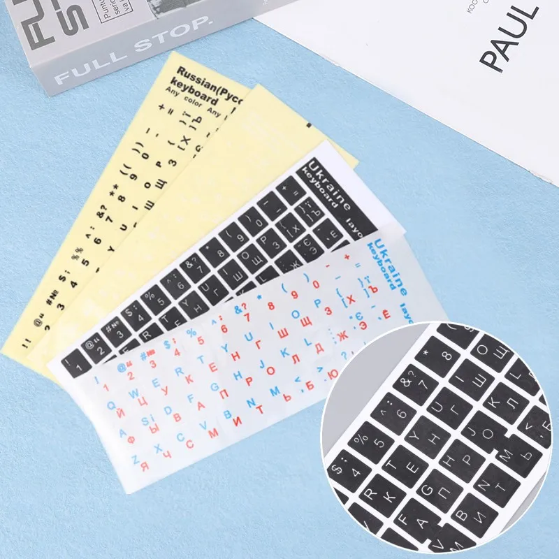 1Pc Ukraine Language Keyboard Sticker Black/Clear Background White Blue Red Black Letters Sticker for Universal PC Laptop
