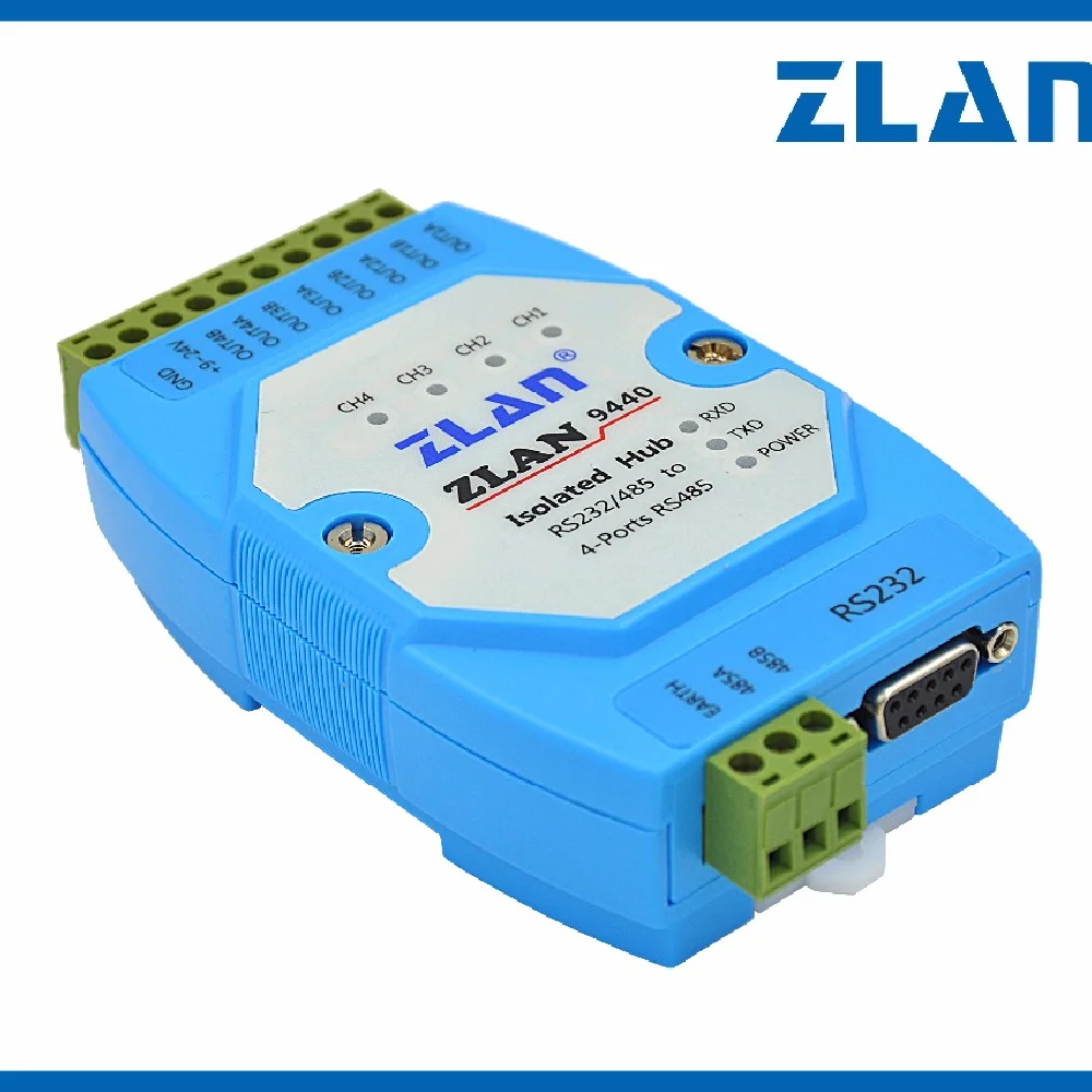 ZLAN9440 4 canali RS485 hub estensione relè di isolamento industriale convertitore da RS232 a 485