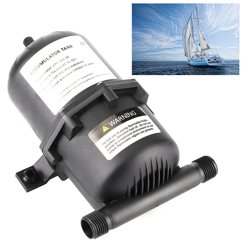 Acumulador marino de 0,75l, tanque de presión, bomba de agua, Control de flujo, barcos impermeables, yate, RV, caravana, accesorios para sistema de agua