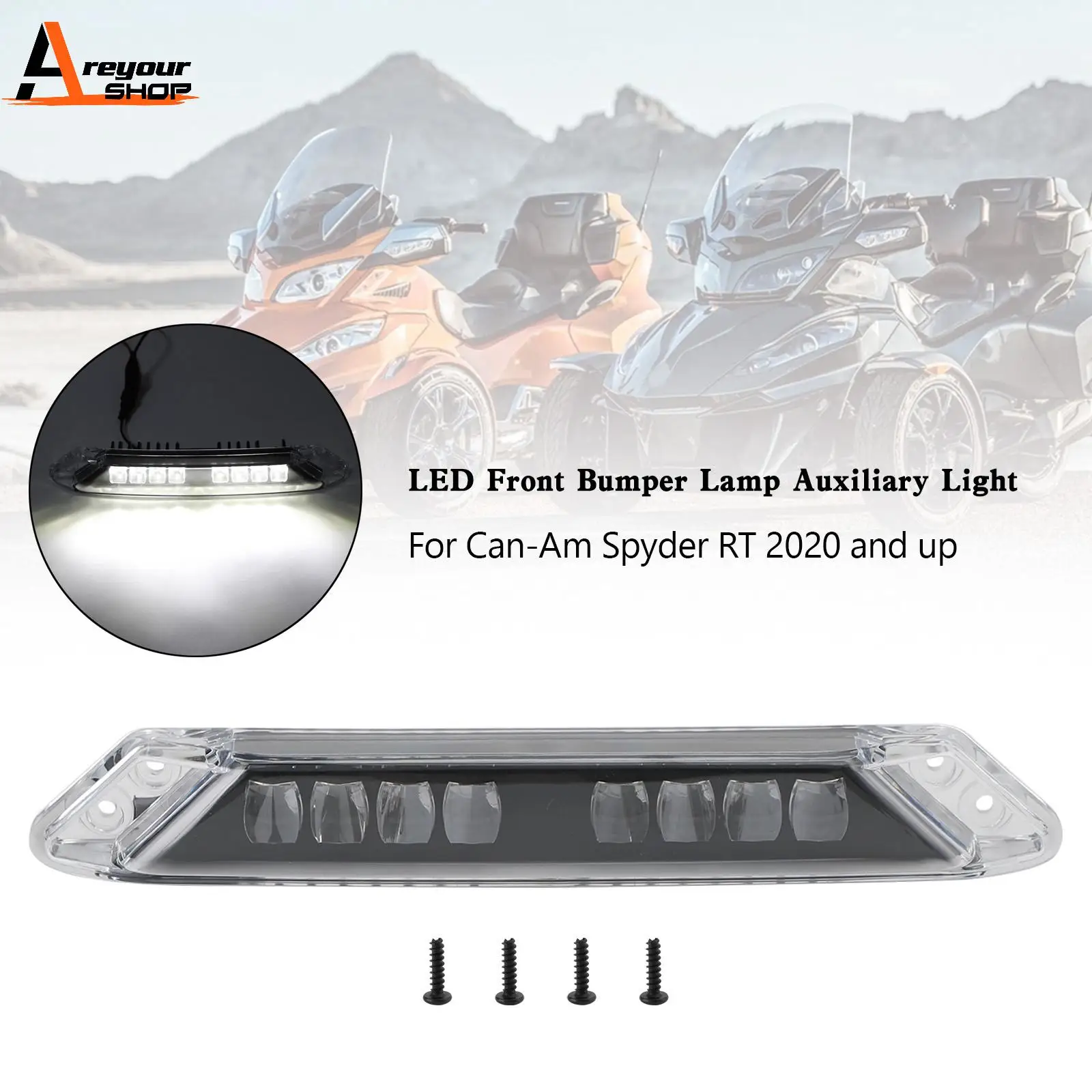 Areyourshop LED 219400991 Front Bumper Lamp Auxiliary Light for Can-Am Spyder RT 2020 2021 2022 2023 Canam Accessories