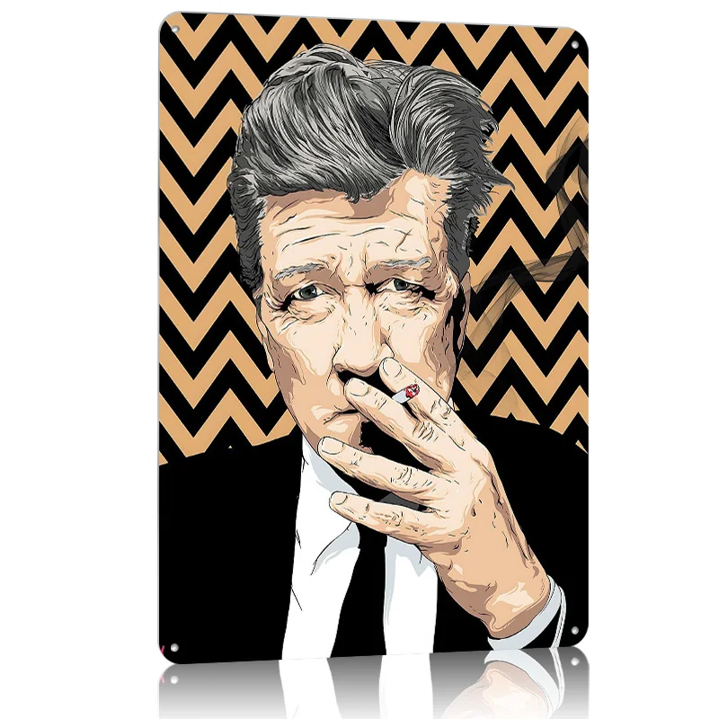 David Lynch Palący Celebryta Aluminiowy Metalowy Plakat Dekoracja Pokoju Gracza Do Domu Personalizowane Metalowe Tabliczki na Ścianę