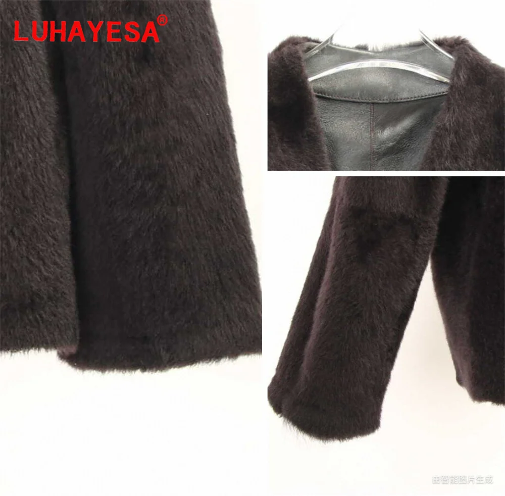 2024 Spain Lagon Lamb Shearling Fur Jacket LUHAYESA Female Winter Warm Good Quality Real Fur Clothe